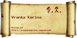 Vranka Karina névjegykártya